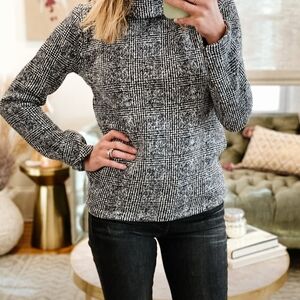 J. Crew Black and White Cowl Neck Sweater